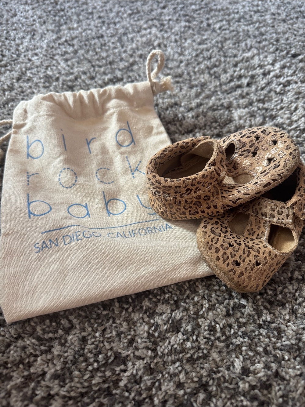 Bird Rock Baby Tan Leopard Print Mary Jane Baby Shoes